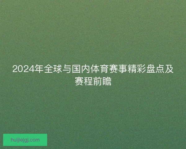 2024年全球与国内体育赛事精彩盘点及赛程前瞻