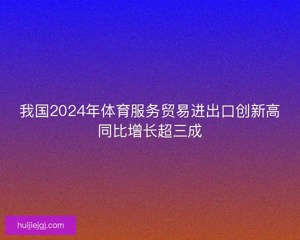 我国2024年体育服务贸易进出口创新高同比增长超三成