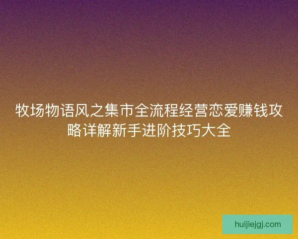 牧场物语风之集市全流程经营恋爱赚钱攻略详解新手进阶技巧大全